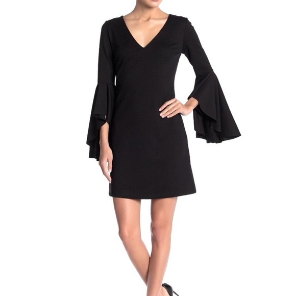 NEW Bailey Black Bell Sleeve Dress - Picture 1 of 4